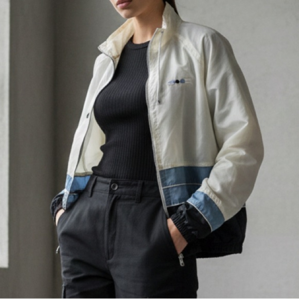 Vintage Colorblock Catalina Off White Blue Windbreaker Jacket Small S